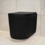 Matt Black Fluted Wall Hung Rimless Toilet with Soft Close Seat, Black Glass Sensor Flush Plate, 820mm Frame & Cistern – Oregon
