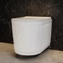 Fluted Wall Hung Rimless Toilet with Soft Close Seat, Brushed Brass Mechanical Flush Plate, 1168mm Frame & Cistern – Oregon