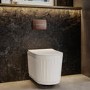 Fluted Wall Hung Toilet, 820mm Frame and Cistern & Brushed Bronze Pneumatic Flush Plate - Oregon