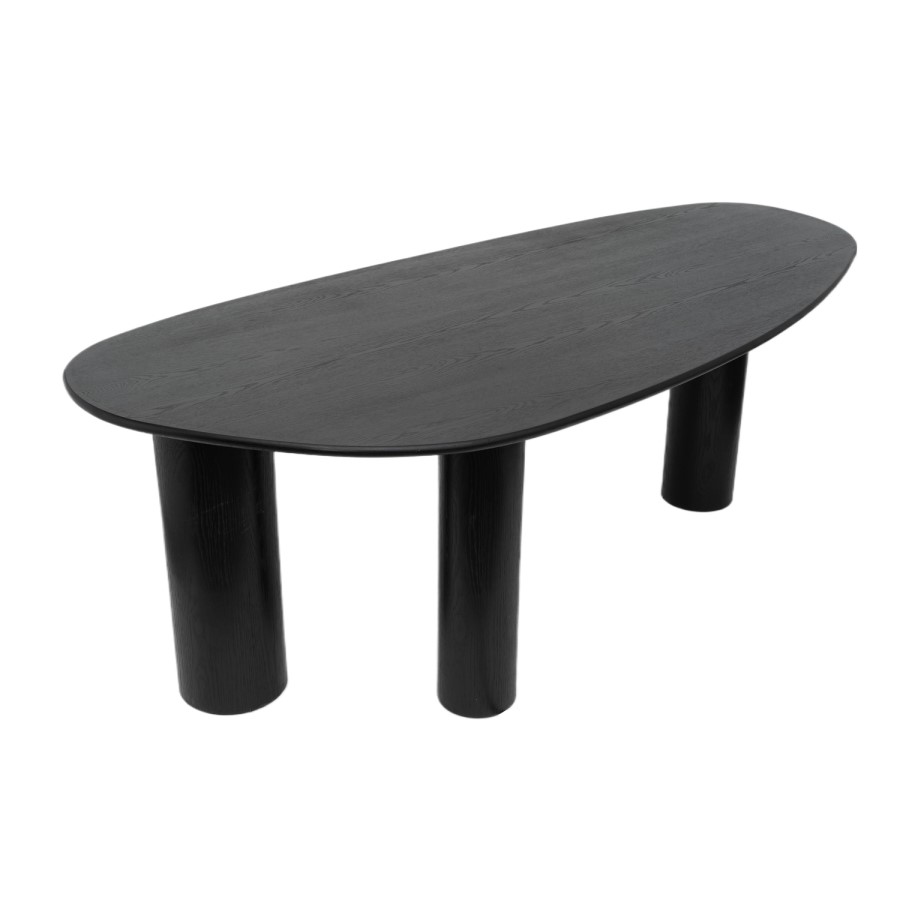 Large Black Oak Pebble Dining Table  - Seats 4 - 6 - Oscar