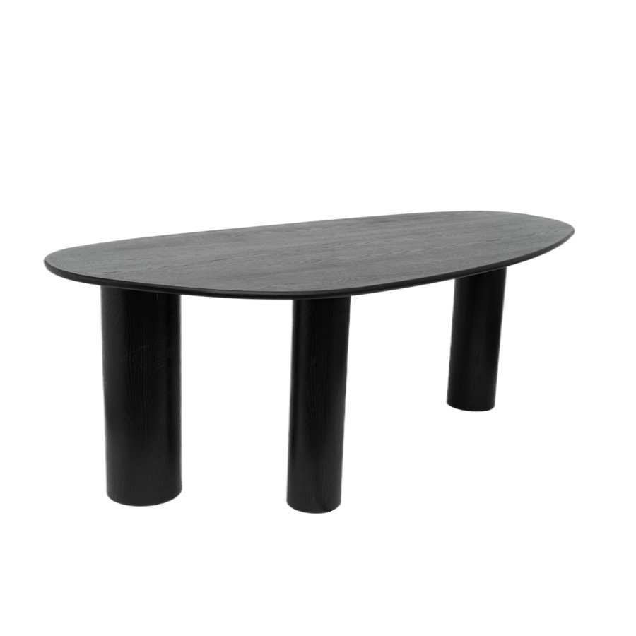 Large Black Oak Pebble Dining Table  - Seats 4 - 6 - Oscar