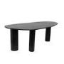Black Oak Pebble Dining Table Set with 6 Beige Upholstered Chairs - Seats 6 - Oscar