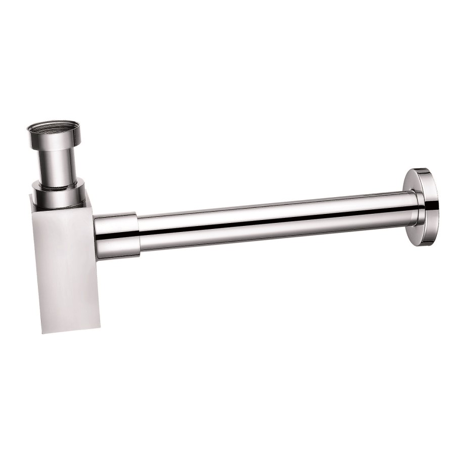 Rectangular Wall Hung Basin with Hidden Waste & Chrome Square Bottle Trap 1200mm - Oslo