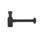 Rectangular Wall Hung Basin with Hidden Waste & Matt Black Square Bottle Trap 1200mm - Oslo