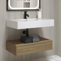 BUN/OSL800/95417 800mm Wood Effect Wall Hung Vanity Unit with Rectangular Basin - Oslo