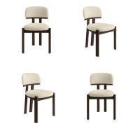 Set of 4 Walnut and Cream Upholstered Dining Chairs - Otto