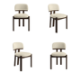 Set of 4 Walnut and Cream Upholstered Dining Chairs - Otto