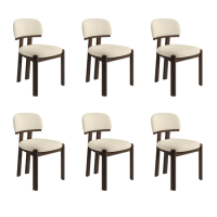 Set of 6 Walnut and Cream Upholstered Dining Chairs - Otto