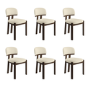 Set of 6 Walnut and Cream Upholstered Dining Chairs - Otto