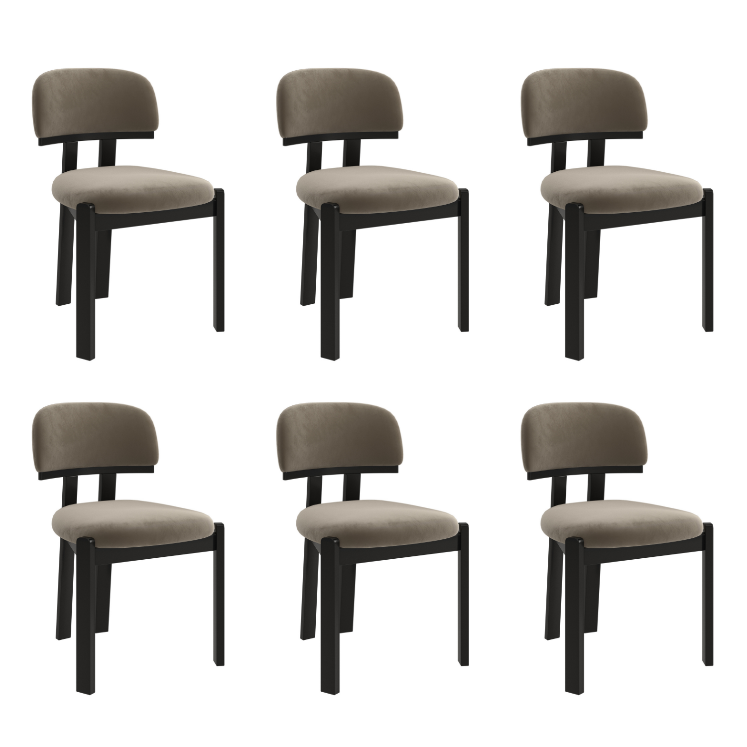 Otto Mink Set Of 6 Velvet Dining Chairs