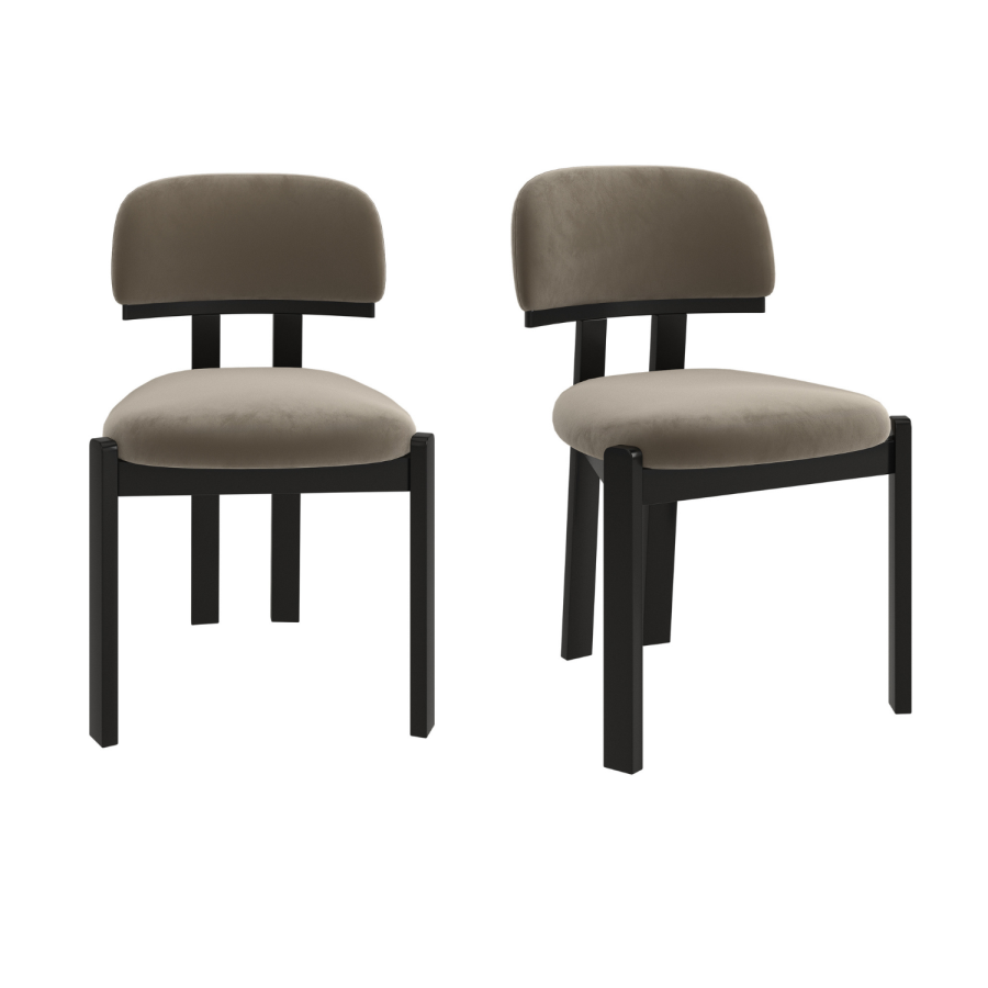 Set of 2 Mink Velvet Dining Chairs - Otto