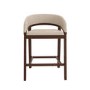 Set of 2 Walnut & Beige Upholstered Curved Kitchen Stools with Backs - Owen