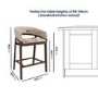 Set of 3 Walnut & Beige Upholstered Curved Kitchen Stools with Backs - Owen