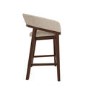 Set of 4 Walnut & Beige Upholstered Curved Kitchen Stools with Backs - Owen