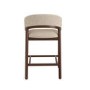 Set of 4 Walnut & Beige Upholstered Curved Kitchen Stools with Backs - Owen