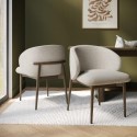 KOR011 Walnut and Beige Upholstered Curved Dining Chair with Solid Wood Exposed Back - Kori