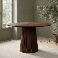 Round Walnut Pedestal Dining Table - Seats 4 - Owen