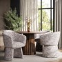 Round Walnut Dining Table Set with 4 Multi Coloured Fabric Swivel Tub Dining Chairs - Owen