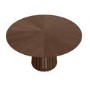 Round Walnut Dining Table Set with 4 Beige Faux Leather Dining Chairs - Seats 4 - Owen