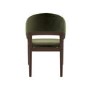 Set of 2 Walnut & Olive Green Velvet Curved Dining Chairs - Owen