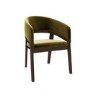 Round Walnut Dining Table Set with 4 Olive Green Velvet Chairs - Seats 4 - Owen