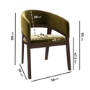 Round Walnut Dining Table Set with 4 Olive Green Velvet Chairs - Seats 4 - Owen
