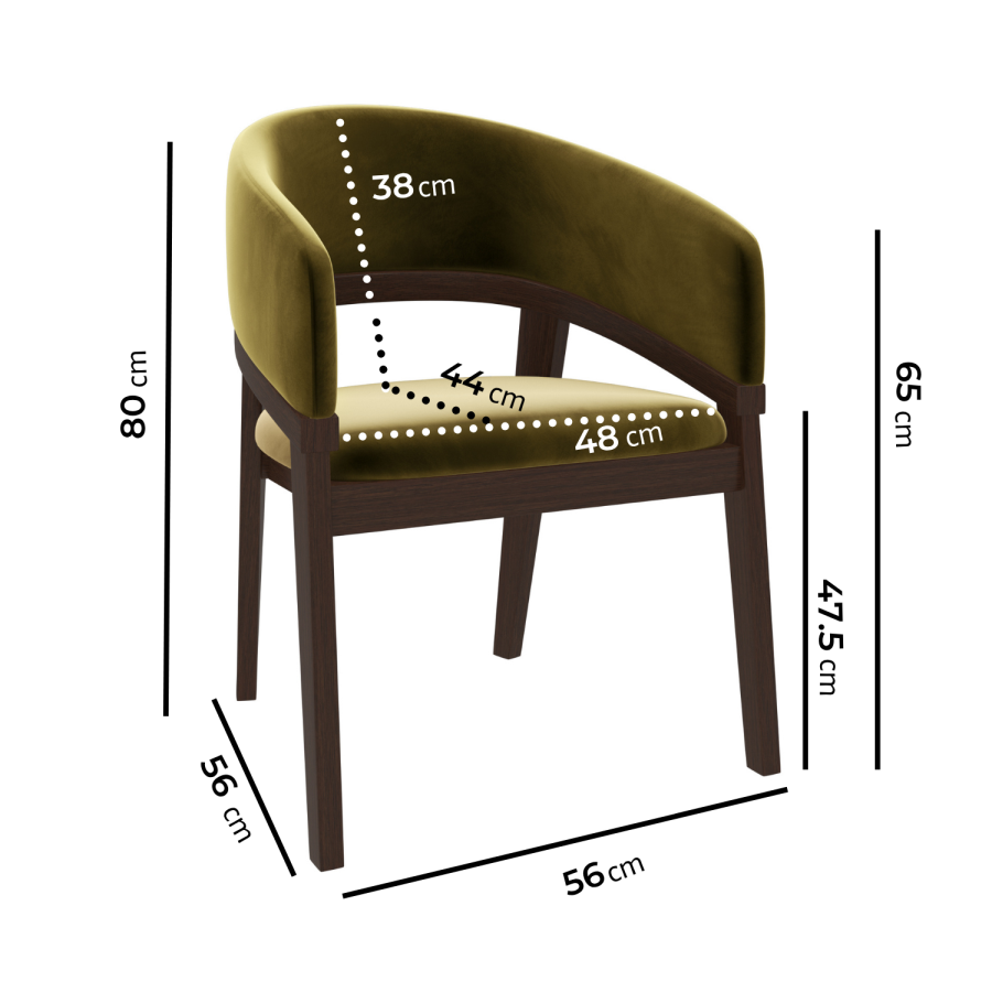 Round Walnut Dining Table Set with 4 Olive Green Velvet Chairs - Seats 4 - Owen