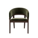 BUN/LOA006/98823 Round Walnut Dining Table Set with 4 Olive Green Velvet Chairs - Seats 4 - Leona