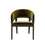 Round Walnut Dining Table Set with 4 Olive Green Velvet Chairs - Seats 4 - Owen