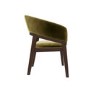 Round Walnut Dining Table Set with 4 Olive Green Velvet Chairs - Seats 4 - Owen