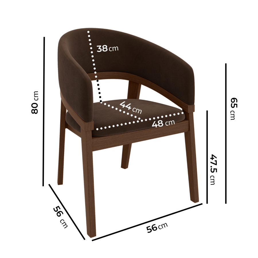 Round Walnut Dining Table Set with 4 Brown Velvet Chairs - Seats 4 - Owen