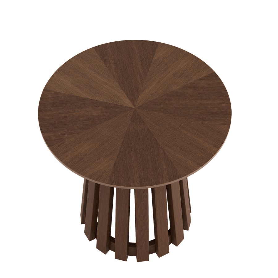 Round Walnut Pedestal Side Table - Owen