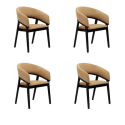 BUN/OWE007/99193 Set of 4 Black and Brown Velvet Curved Dining Chairs - Owen