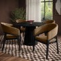 Set of 4 Black and Brown Velvet Curved Dining Chairs - Owen