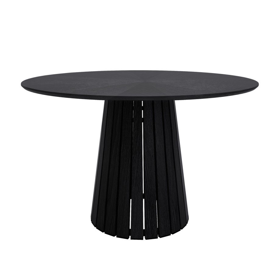 Round Black Dining Table Set with 4 Brown Velvet Chairs - Seats 4 - Owen
