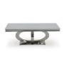 Orion Mirrored Rectangle 180cm Dining Table with 4 Crushed Velvet Dining Chairs in Silver