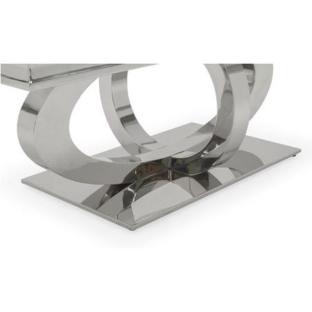Orion Mirrored Rectangle 180cm Dining Table with 4 Crushed Velvet Dining Chairs in Silver