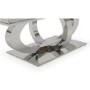 Orion Mirrored Rectangle 180cm Dining Table with 4 Crushed Velvet Dining Chairs in Silver