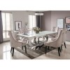 Orion White Mirrored Dining Table 220cm with 6 Crushed Velvet Chairs in Silver