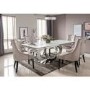 Orion White Mirrored Dining Table 220cm with 6 Crushed Velvet Chairs in Silver
