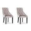 Orion White Mirrored Dining Table 220cm with 6 Crushed Velvet Chairs in Silver
