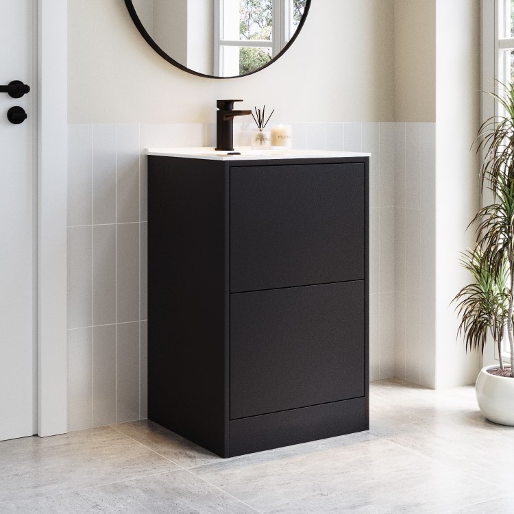 500mm Black Freestanding Vanity Unit with Basin - Palma