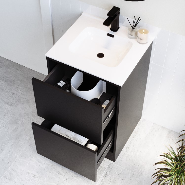 500mm Black Freestanding Vanity Unit with Basin - Palma