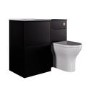 1000mm Black Toilet and Sink Unit with Round Toilet and Brushed Brass Push Button - Palma