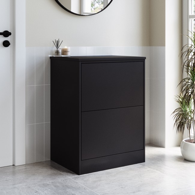 600mm Black Countertop Vanity Unit - Palma