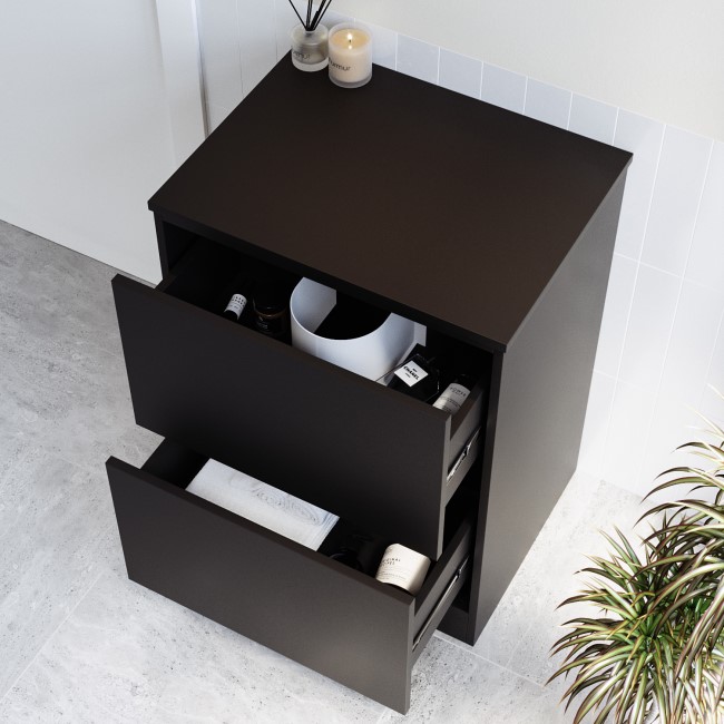 600mm Black Countertop Vanity Unit - Palma