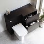 1100mm Black Right Hand Toilet and Sink Unit with Square Toilet and Chrome Push Button - Palma