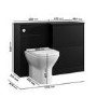 1100mm Black Right Hand Toilet and Sink Unit with Square Toilet and Chrome Push Button - Palma