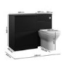 1100 Black Toilet and Sink Unit Left Hand with Square Toilet and Chrome Fittings - Palma