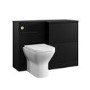 1100mm Black Right Hand Toilet and Sink Unit with Square Toilet and Brass Fittings - Palma